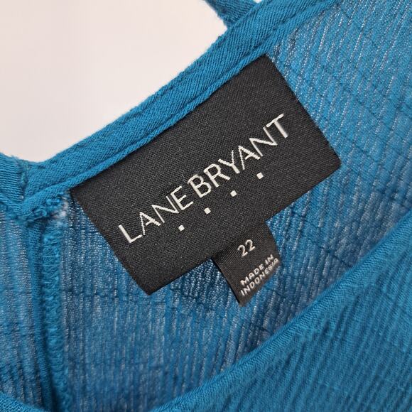 Lane Bryant Tank Top Plus 22 Sleeveless Crisscross V-Neck Swing Crinkled Teal‎ - Picture 3 of 8